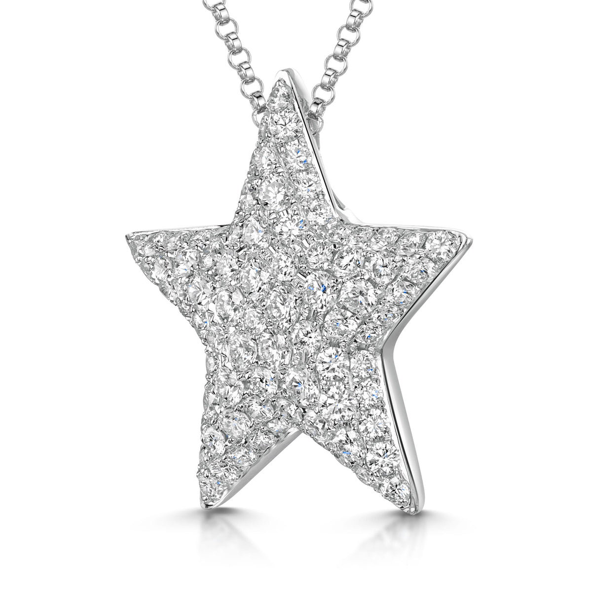 18ct White Gold Diamond Pave Star Pendant Necklace simple Pursuit