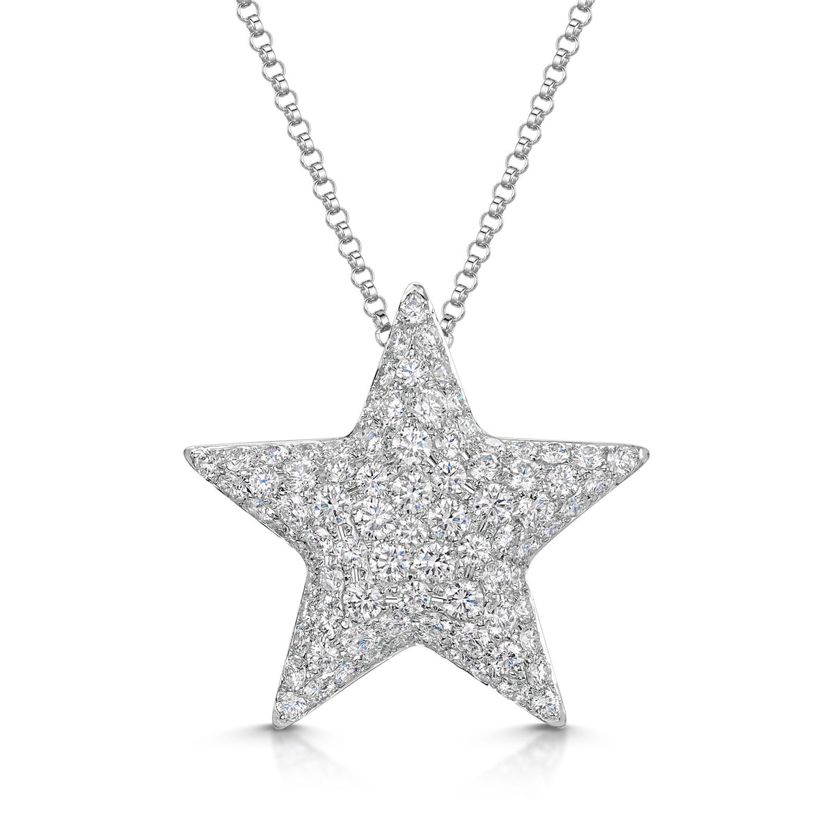 18ct White Gold Diamond Pave Star Pendant Necklace simple Pursuit