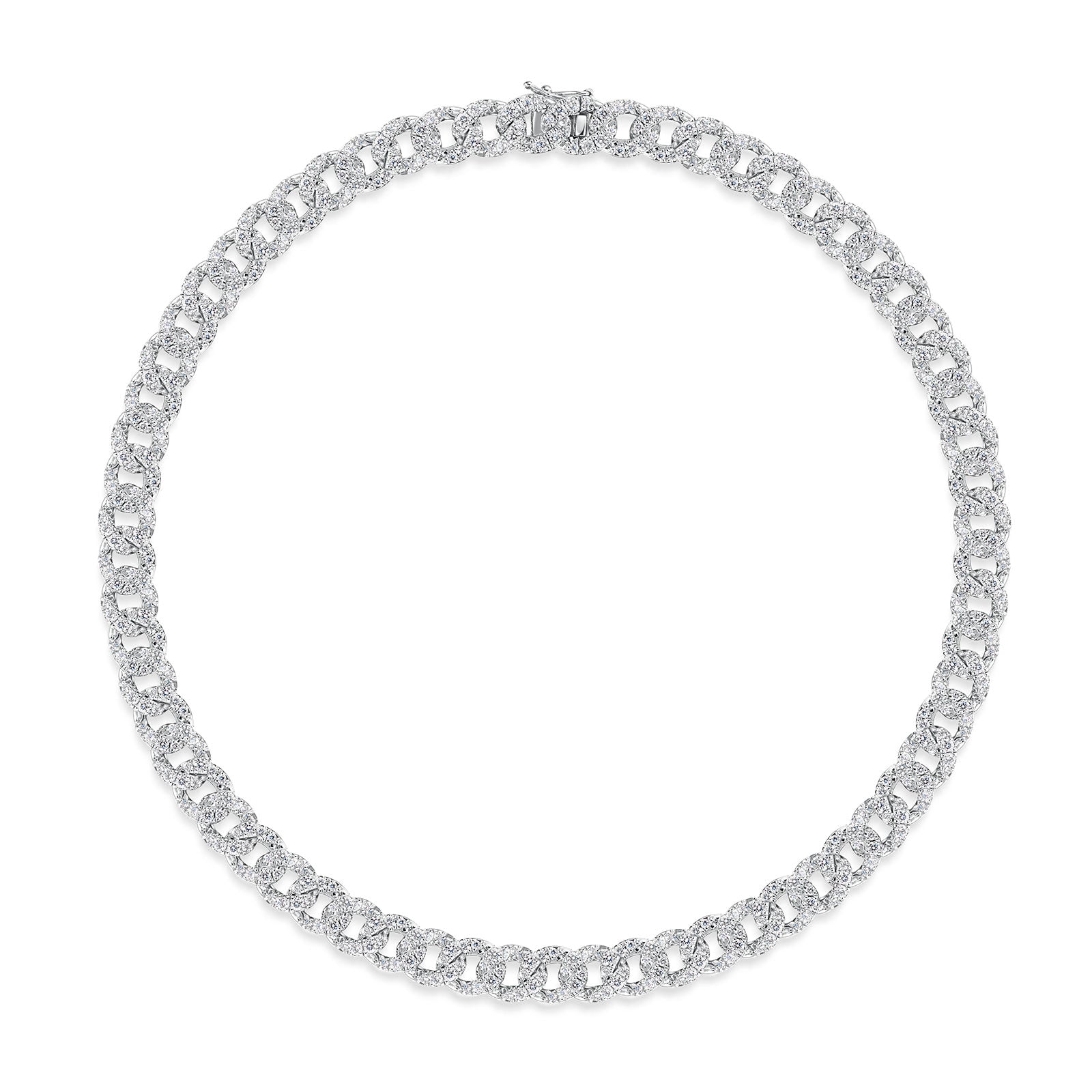 18ct White Gold Chain Link Pavé Set Diamond Necklace simple Pursuit
