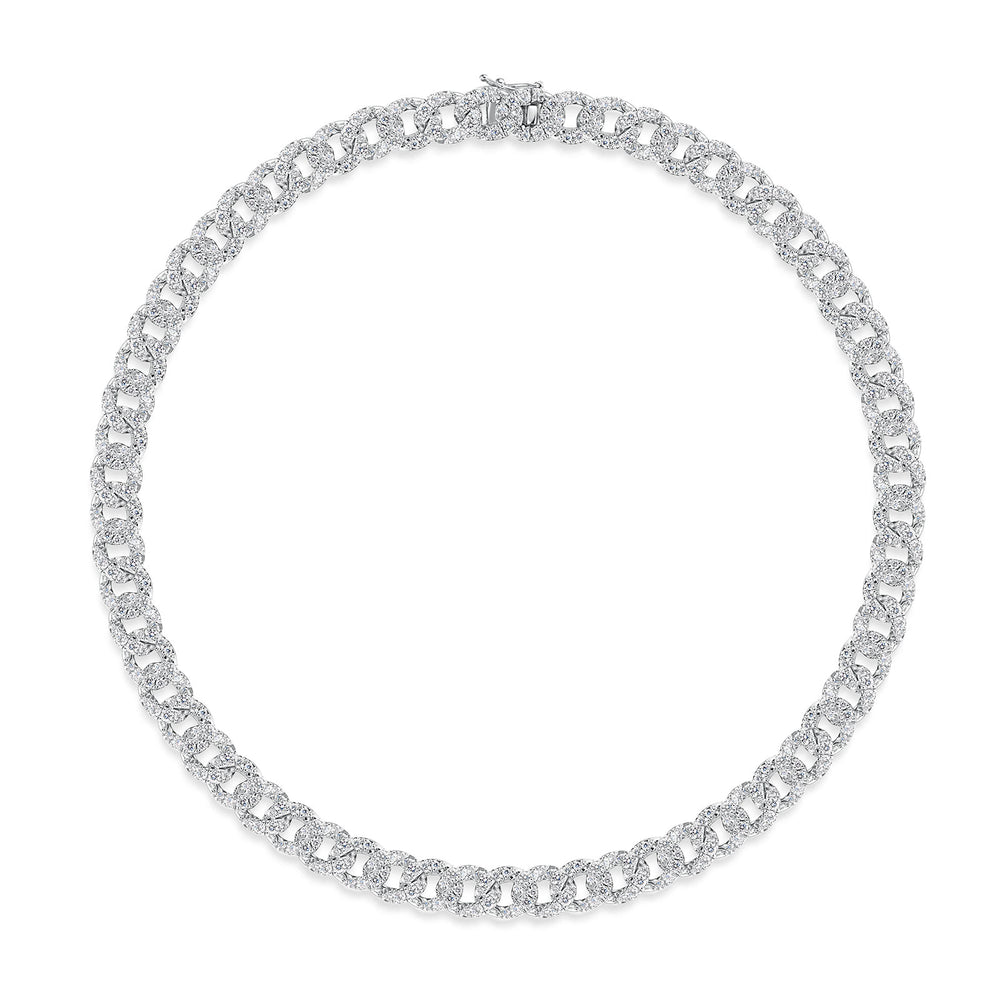 18ct White Gold Chain Link Pavé Set Diamond Necklace simple Pursuit