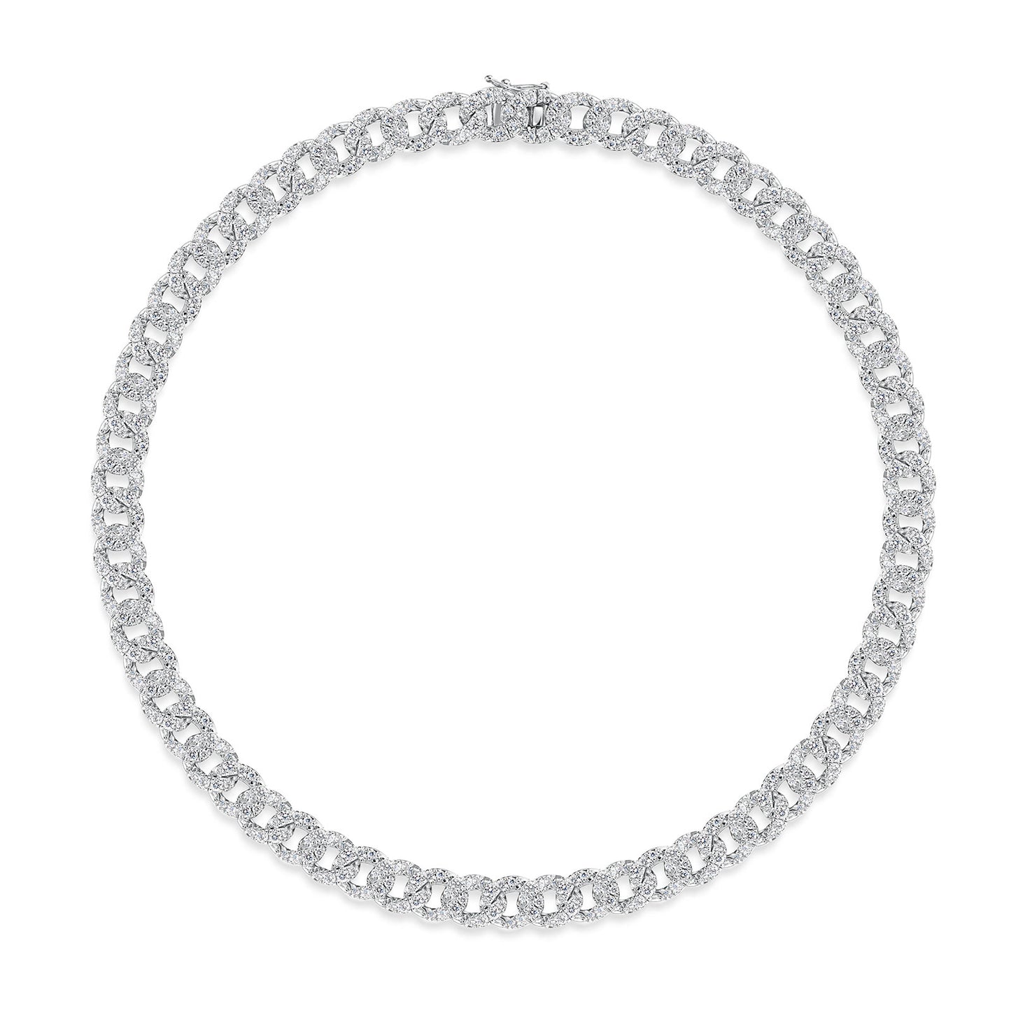 18ct White Gold Chain Link Pavé Set Diamond Necklace simple Pursuit