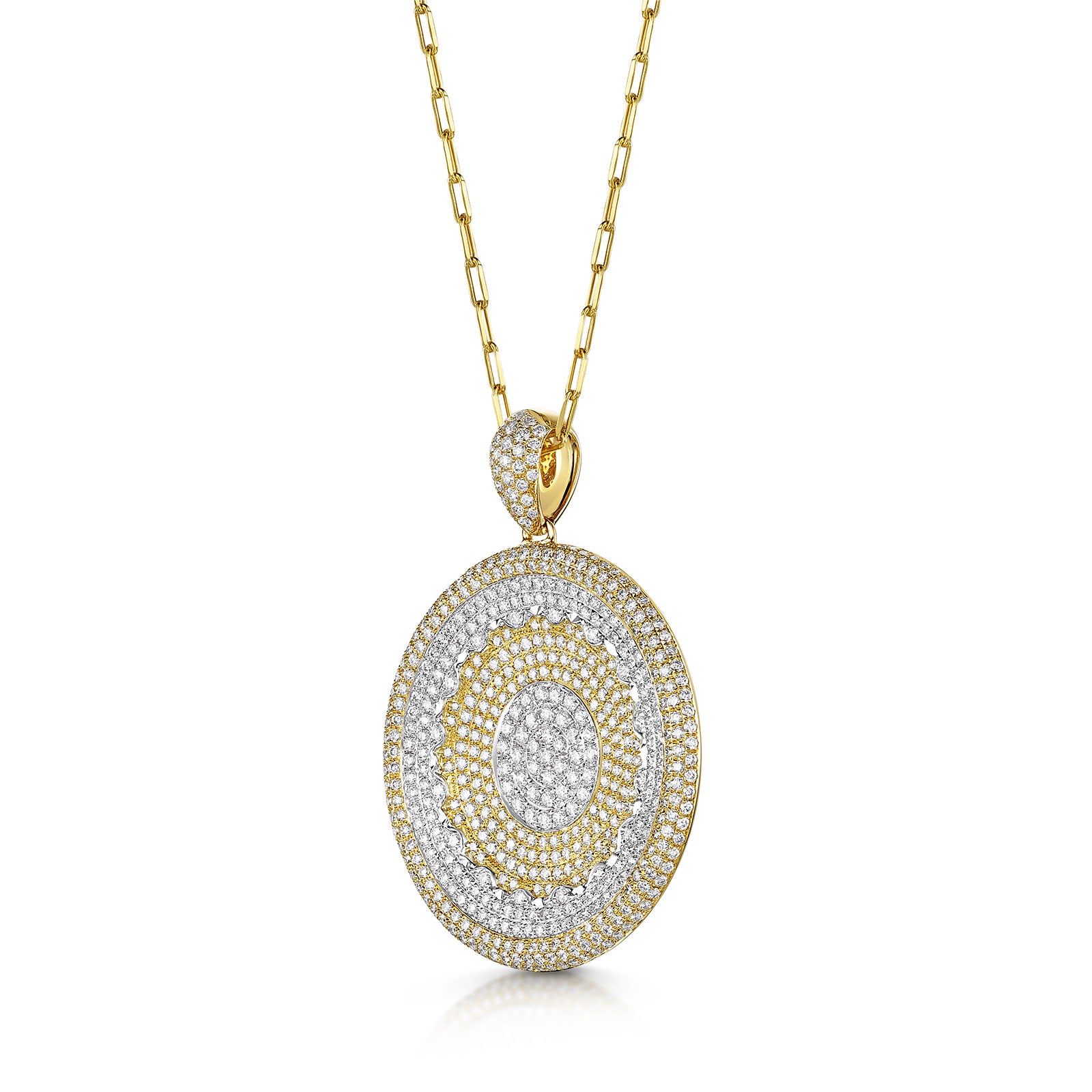 18ct Yellow & White Gold Pavé Circle Necklace simple Pursuit