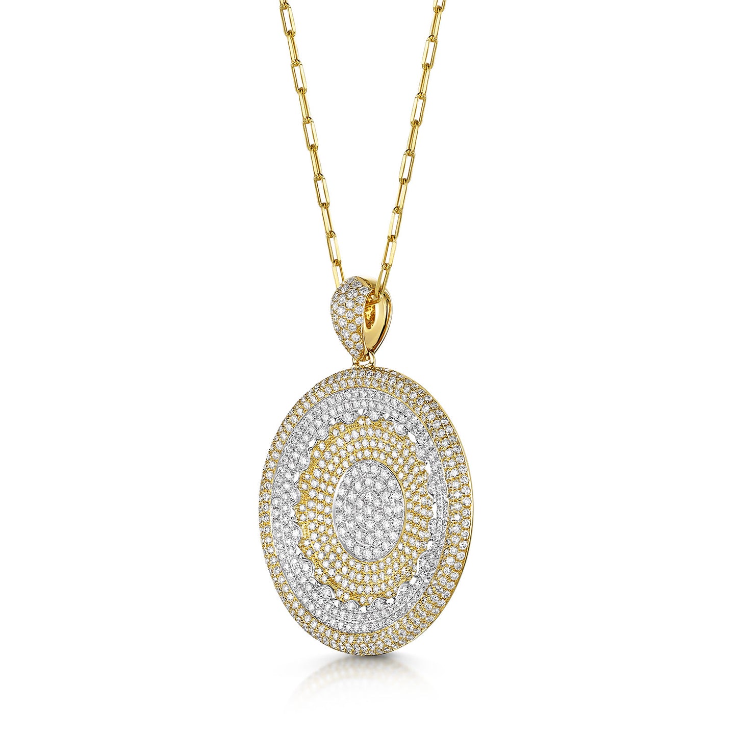 18ct Yellow & White Gold Pavé Circle Necklace simple Pursuit
