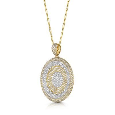 18ct Yellow & White Gold Pavé Circle Necklace simple Pursuit