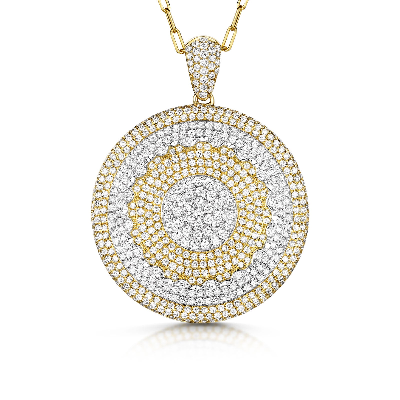 18ct Yellow & White Gold Pavé Circle Necklace simple Pursuit