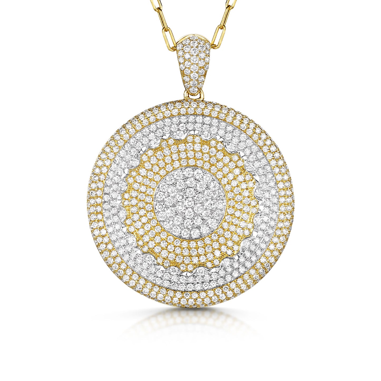 18ct Yellow & White Gold Pavé Circle Necklace simple Pursuit