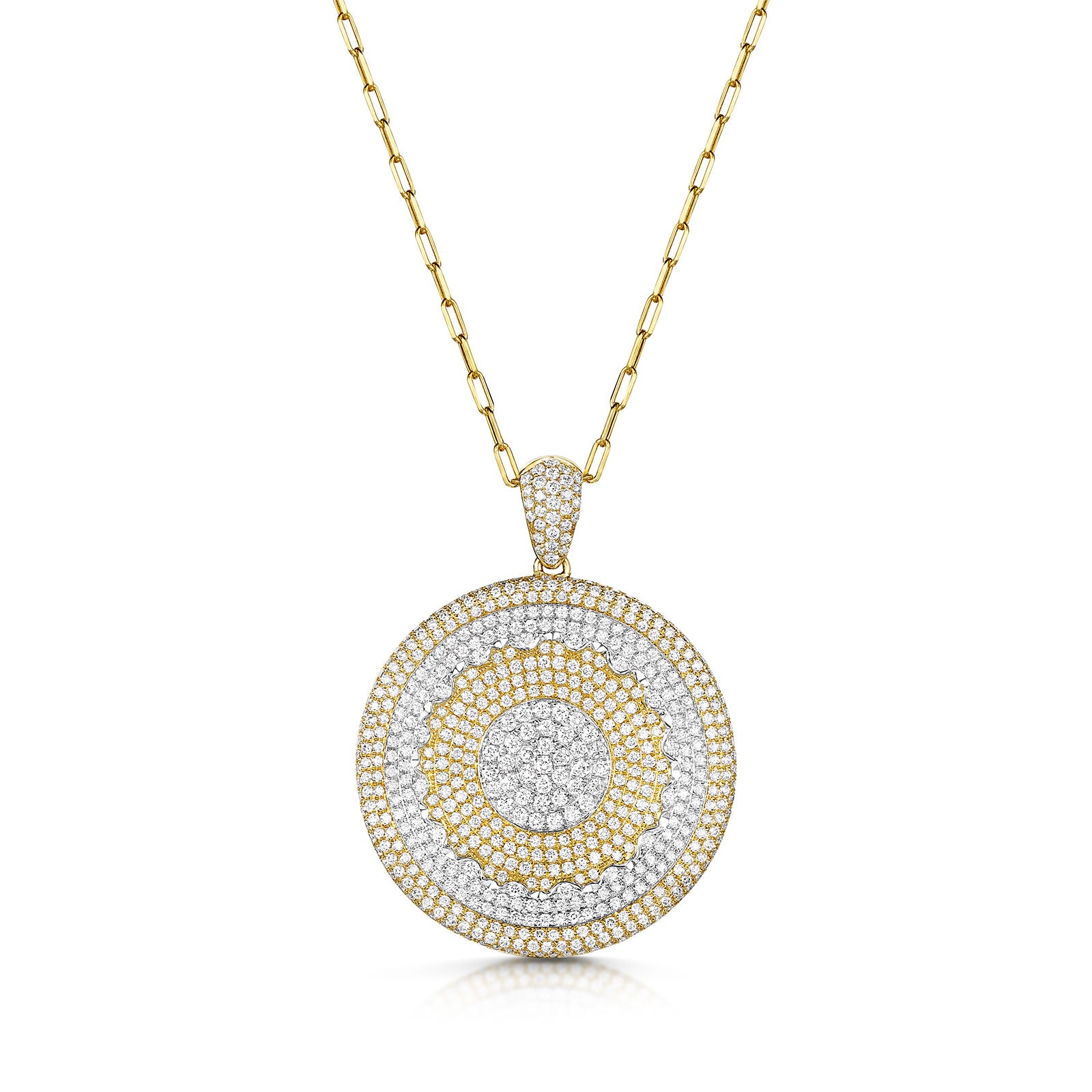 18ct Yellow & White Gold Pavé Circle Necklace simple Pursuit