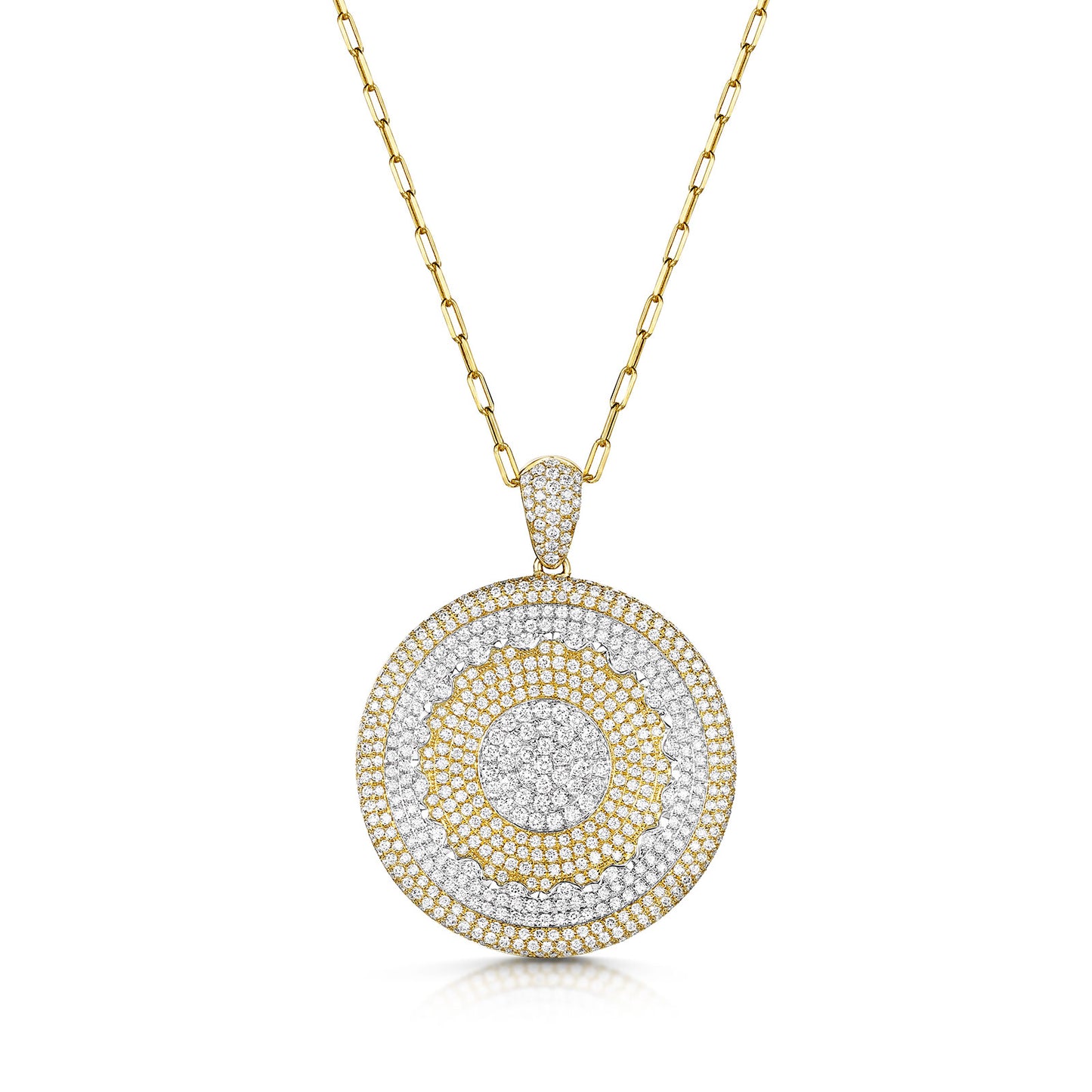 18ct Yellow & White Gold Pavé Circle Necklace simple Pursuit