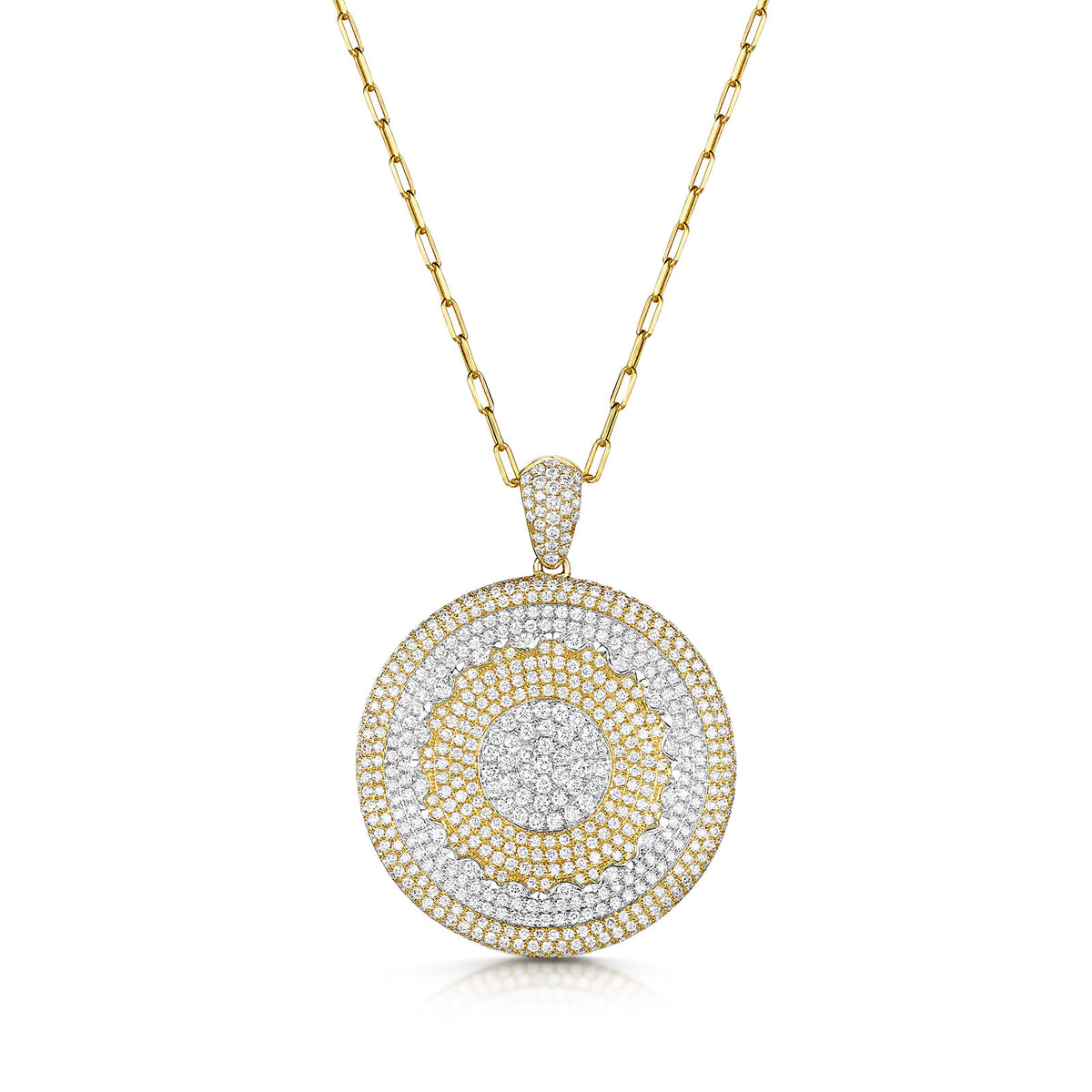 18ct Yellow & White Gold Pavé Circle Necklace simple Pursuit