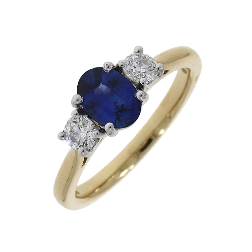 18ct Yellow & White Gold Oval-Cut Sapphire & Brilliant-Cut Diamond Three Stone Ring 1.37ct Ring Michael Spiers   