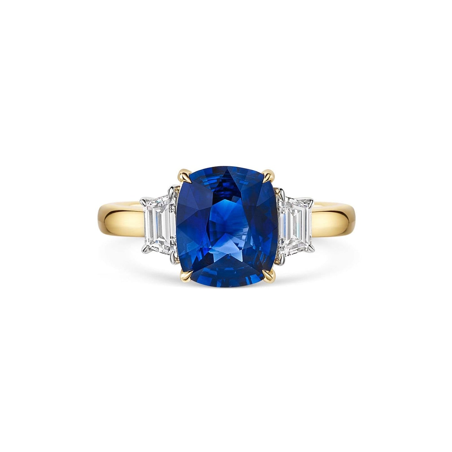 18ct Yellow & White Gold Sapphire & Diamond Trilogy Ring simple Pursuit
