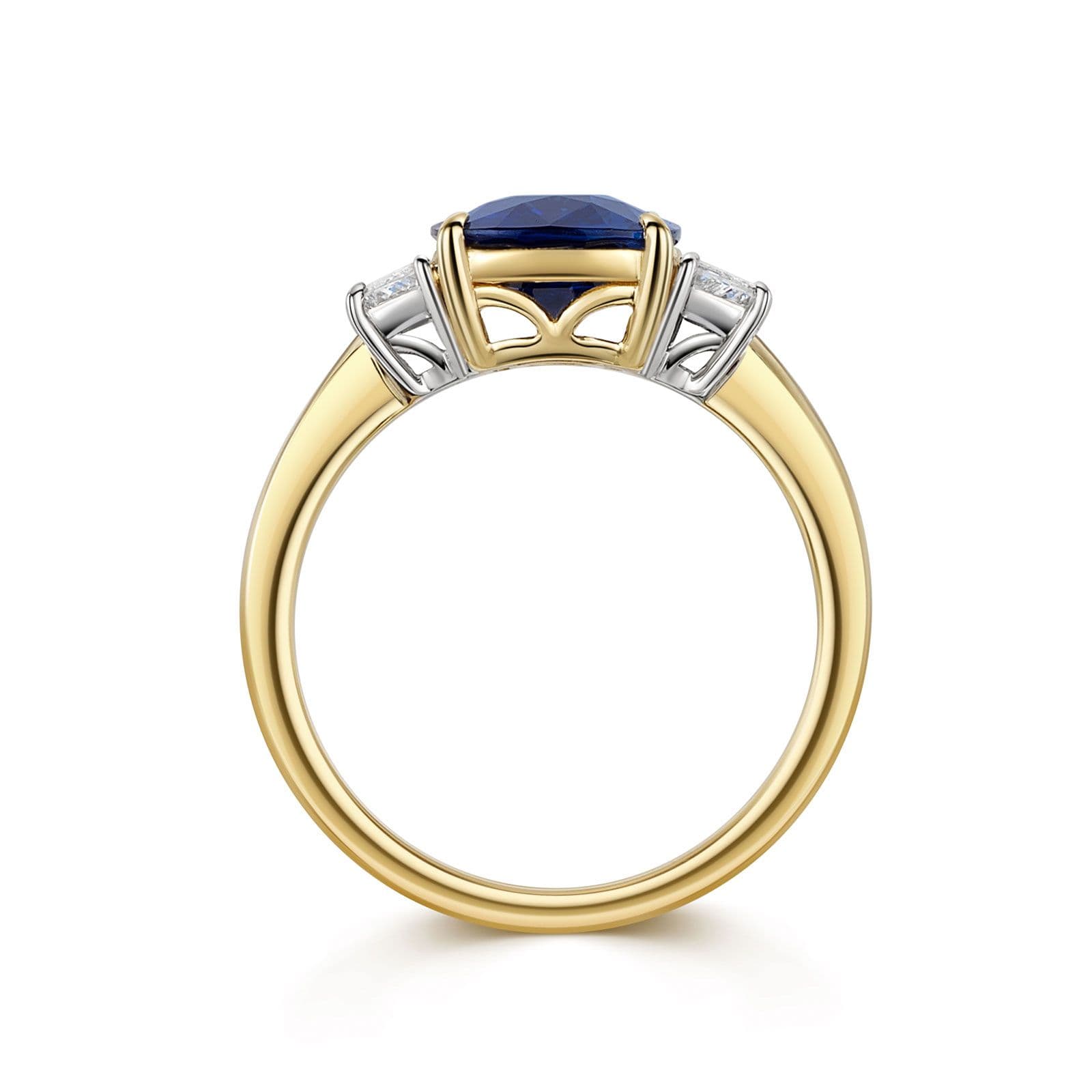 18ct Yellow & White Gold Sapphire & Diamond Trilogy Ring simple Pursuit
