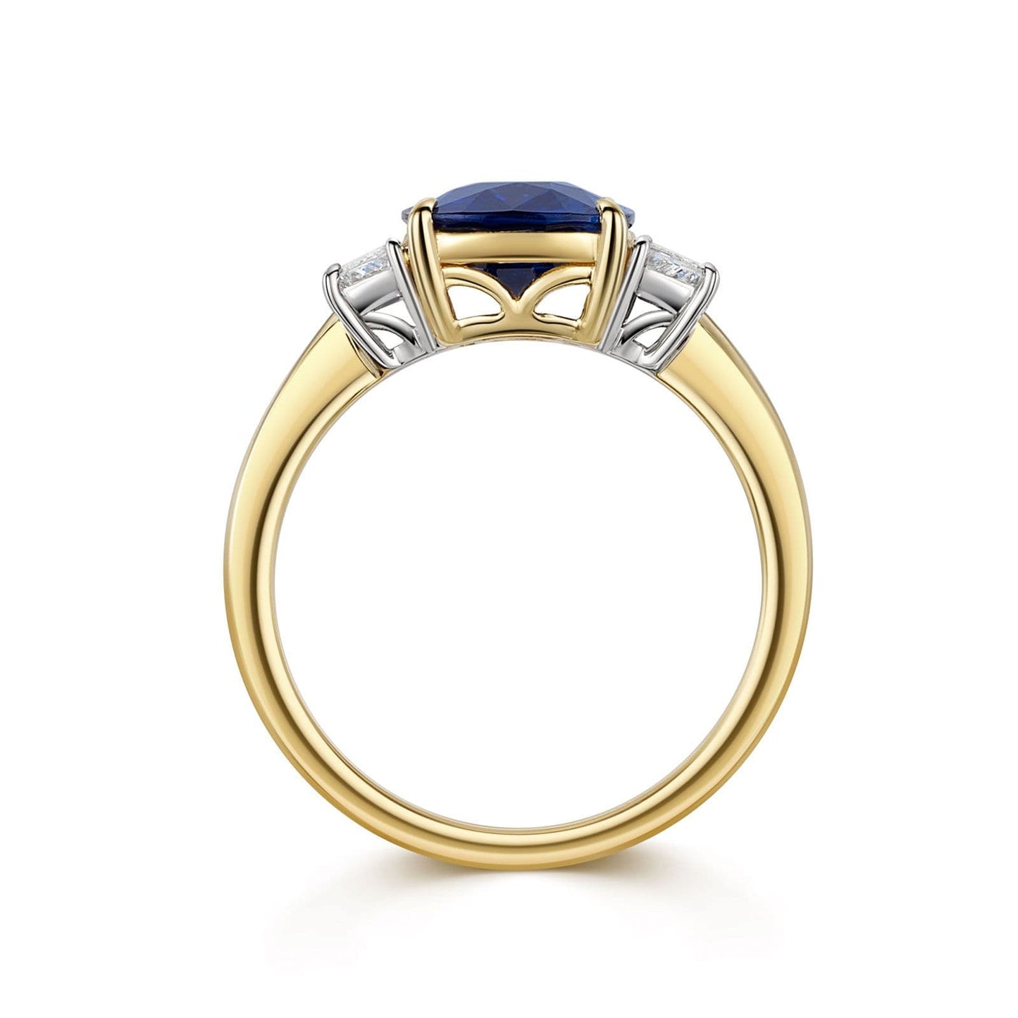 18ct Yellow & White Gold Sapphire & Diamond Trilogy Ring simple Pursuit
