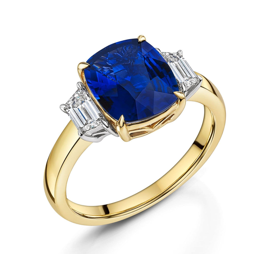 18ct Yellow & White Gold Sapphire & Diamond Trilogy Ring simple Pursuit