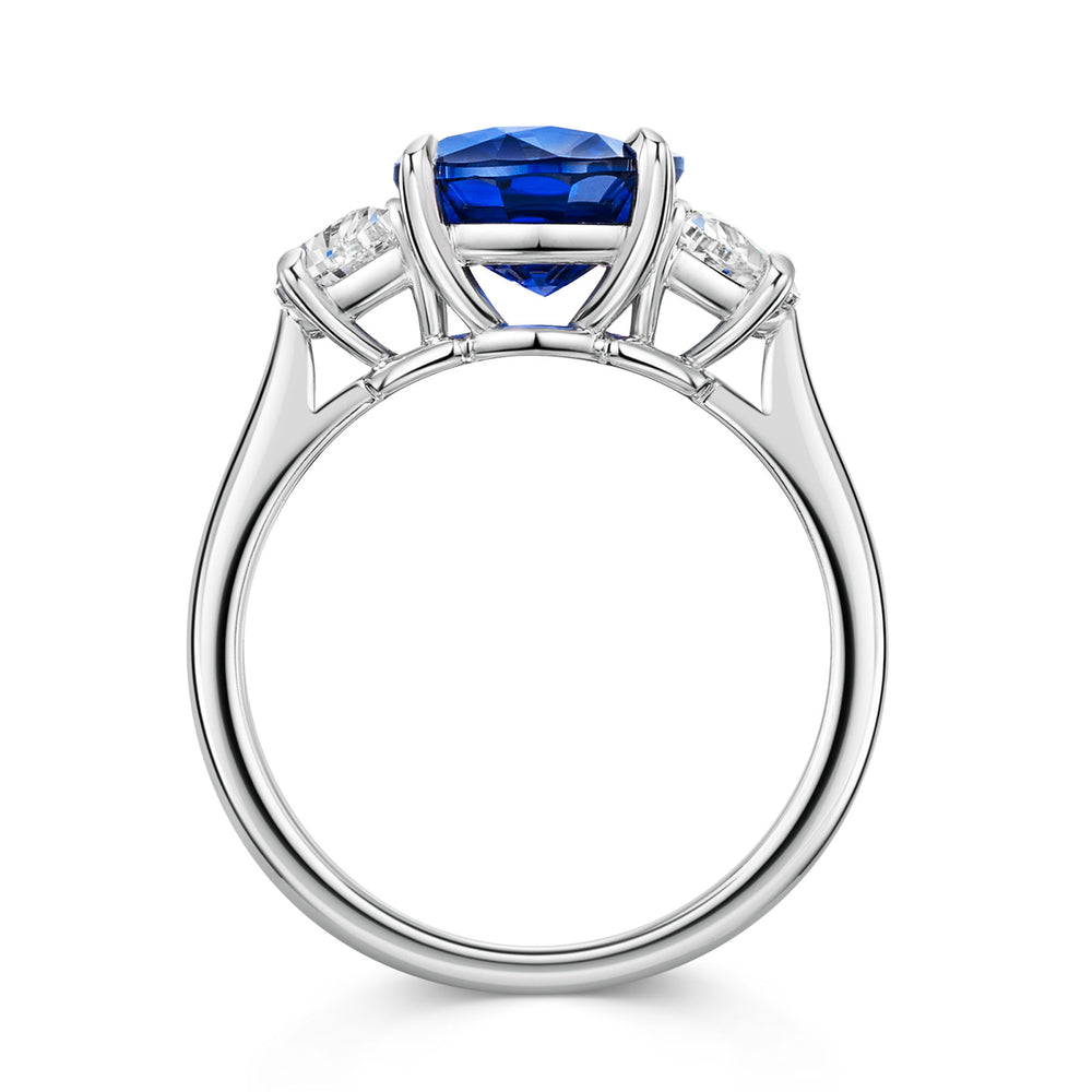 Platinum Sapphire & Diamond Trilogy Ring simple Pursuit