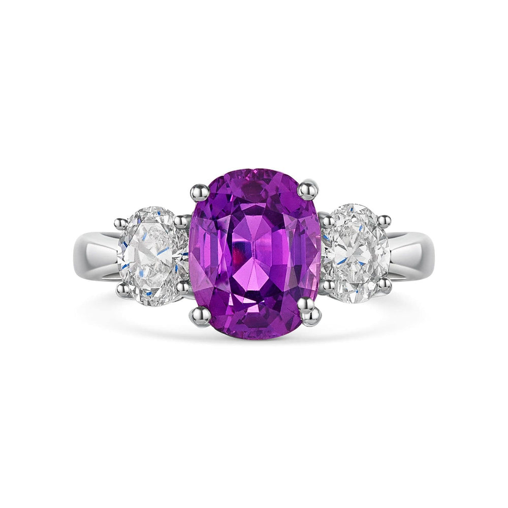 Platinum Purple Sapphire & Diamond Trilogy Ring simple Pursuit
