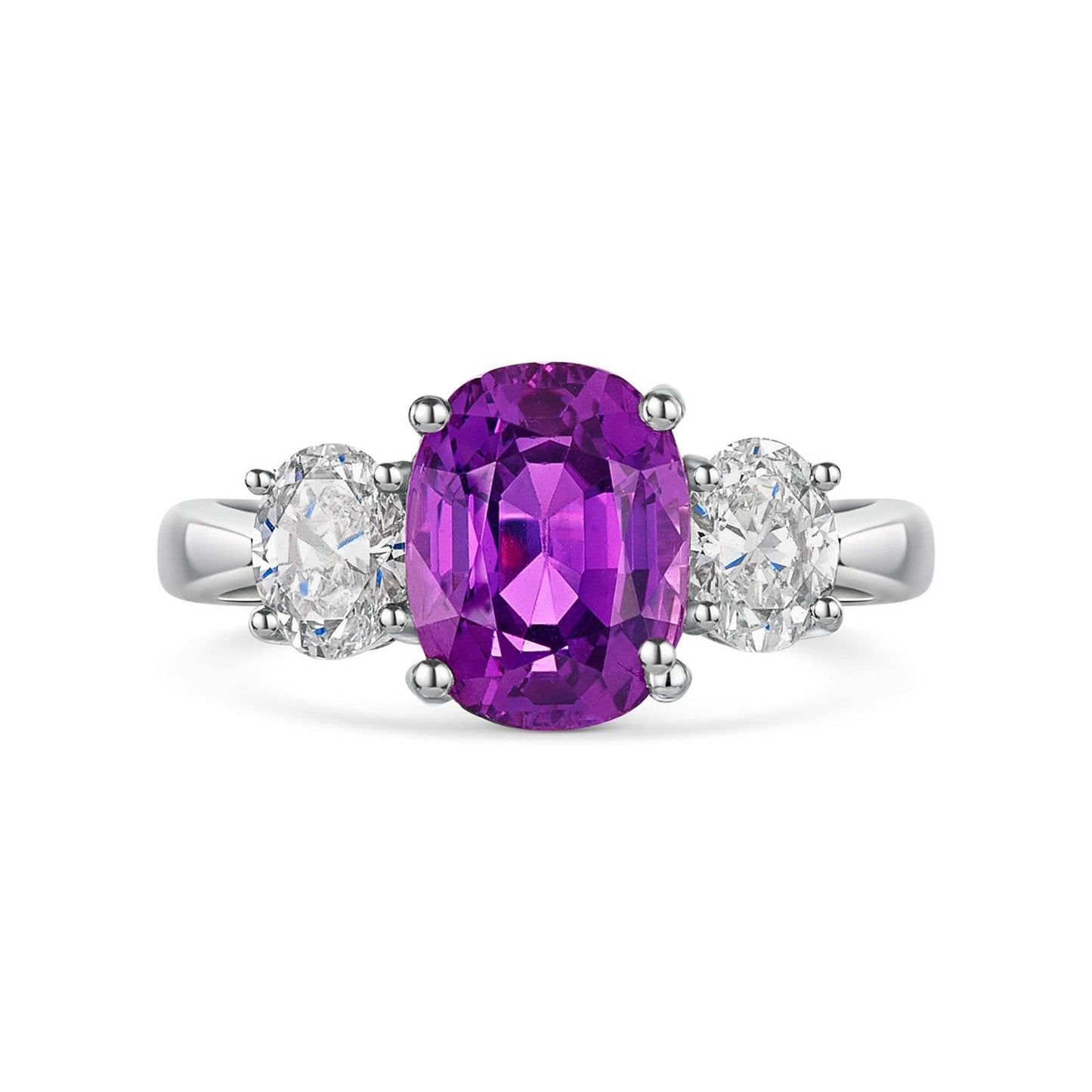 Platinum Purple Sapphire & Diamond Trilogy Ring simple Pursuit