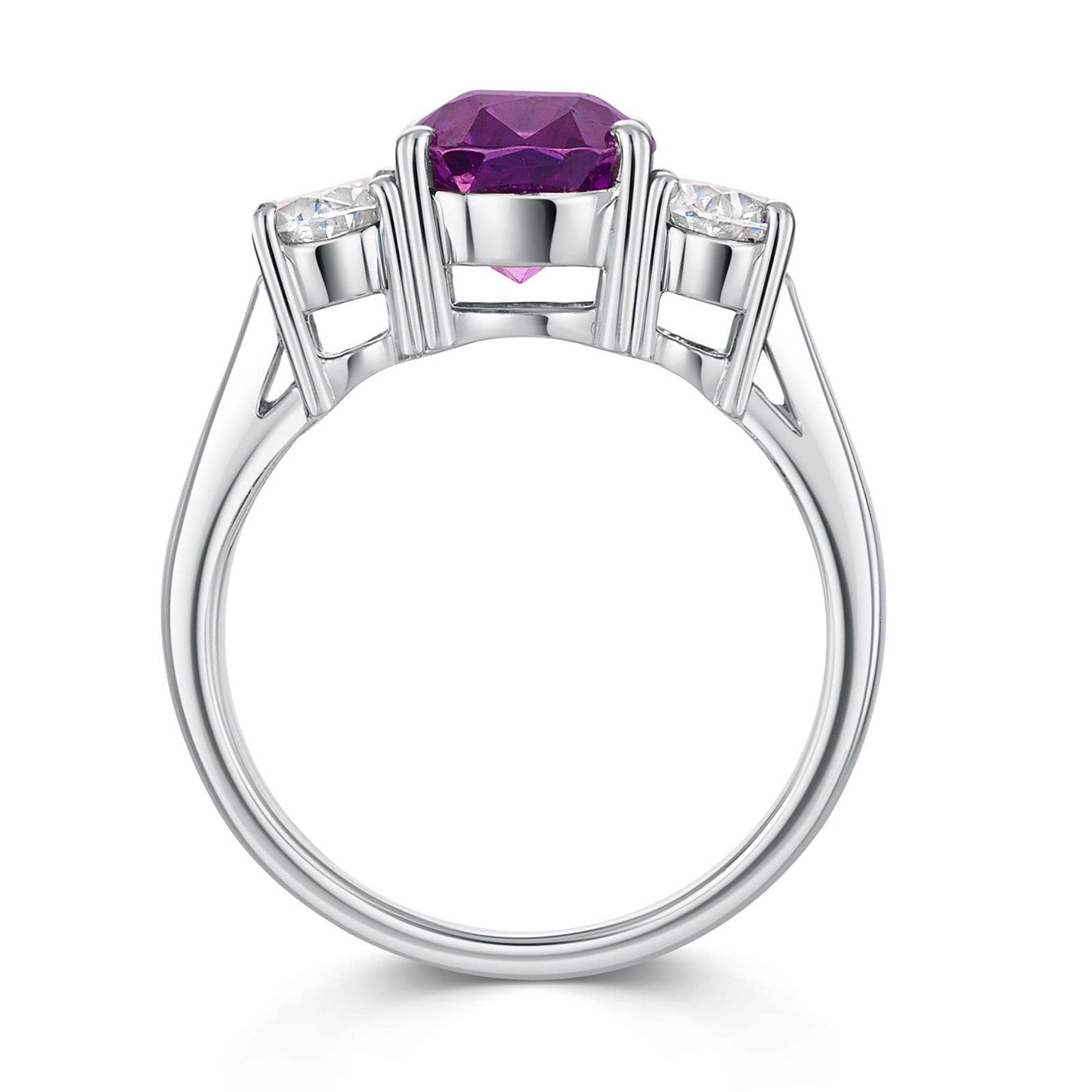 Platinum Purple Sapphire & Diamond Trilogy Ring simple Pursuit