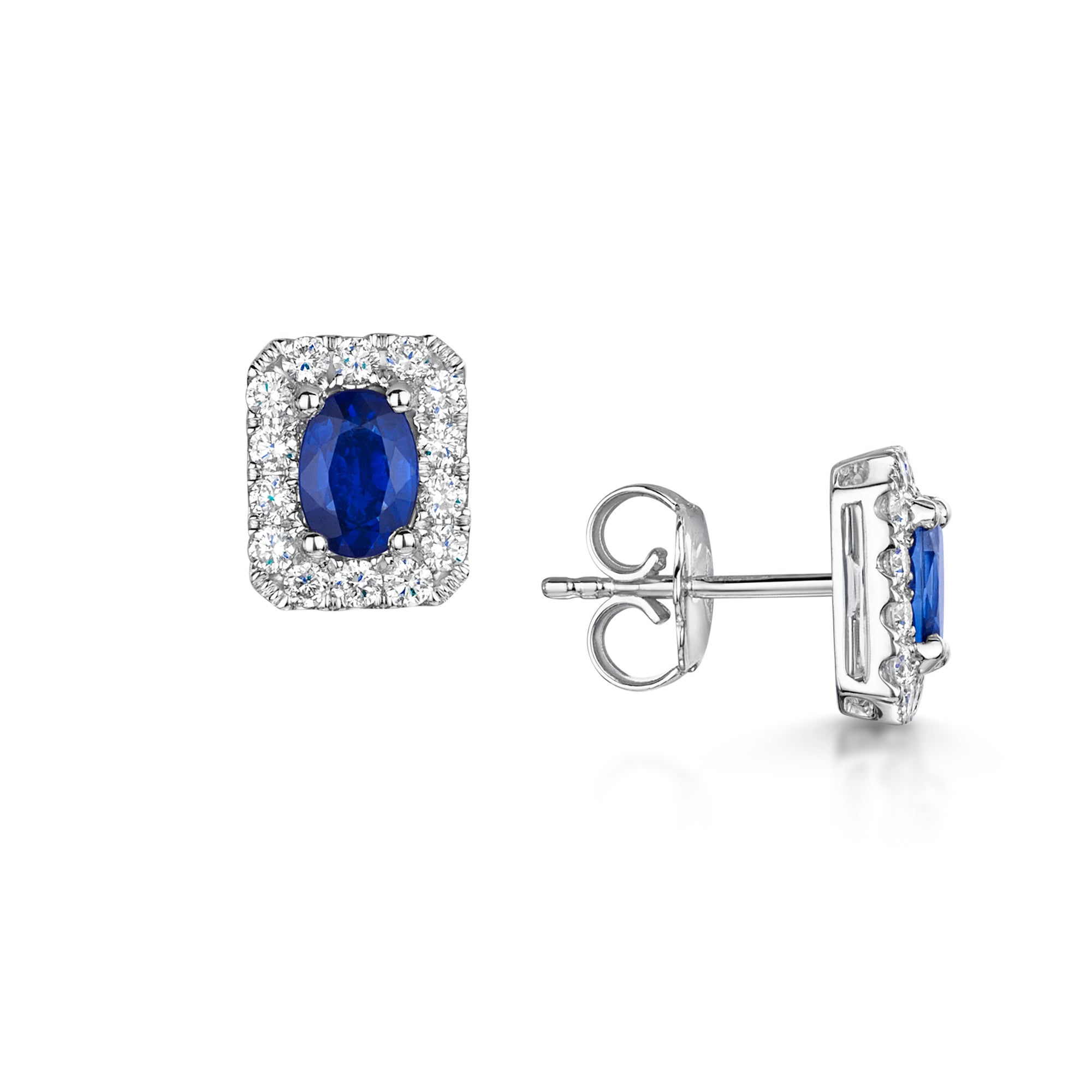 18ct White Gold Sapphire & Diamond Earrings simple Pursuit