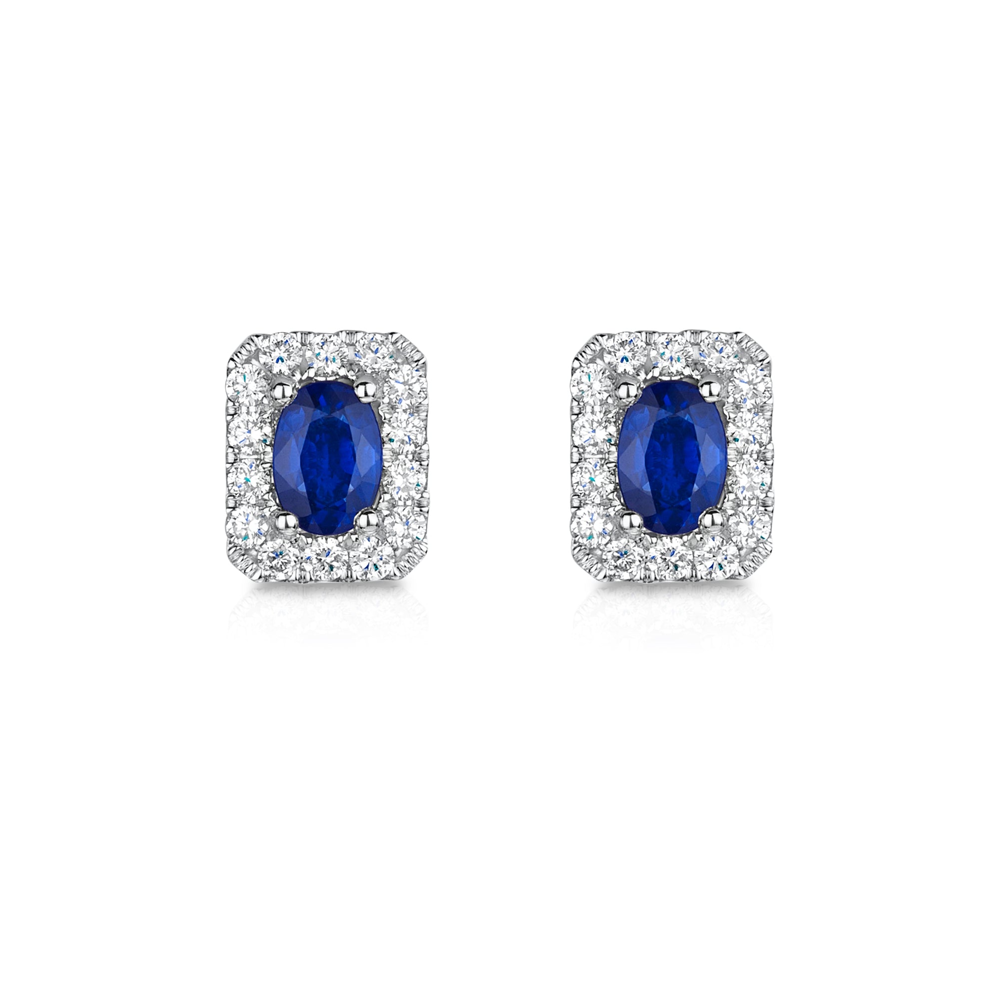 18ct White Gold Sapphire & Diamond Earrings simple Pursuit