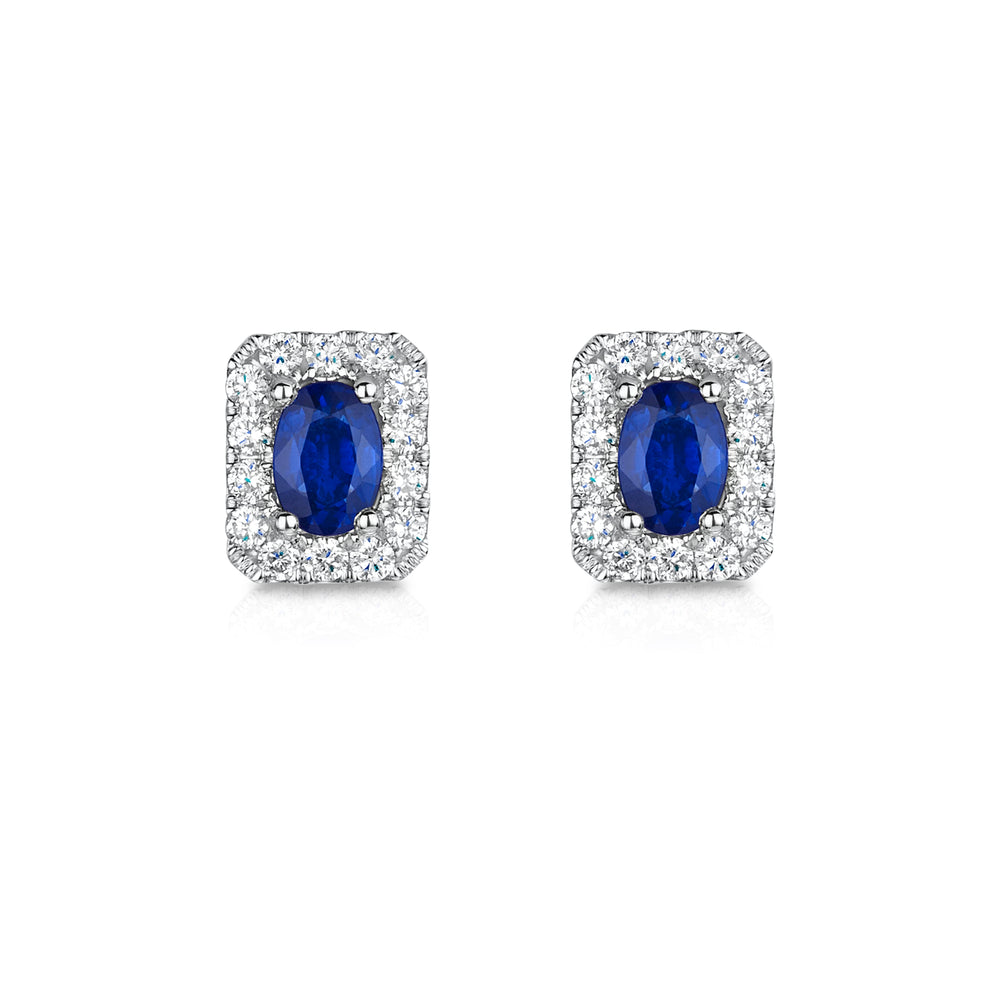 18ct White Gold Sapphire & Diamond Earrings simple Pursuit