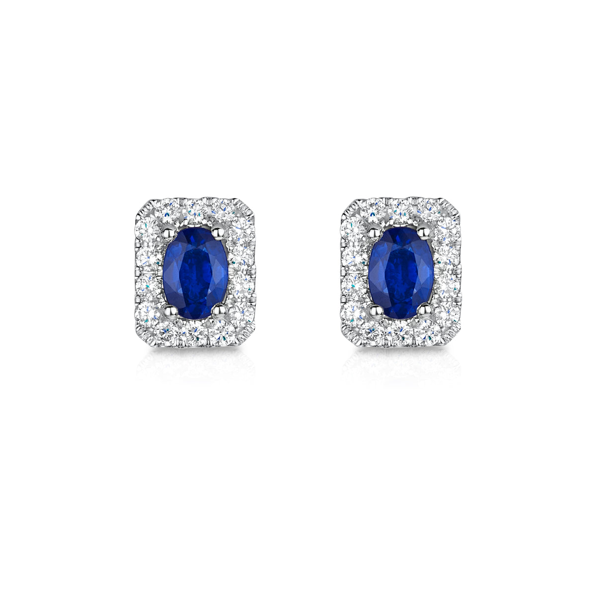 18ct White Gold Sapphire & Diamond Earrings simple Pursuit
