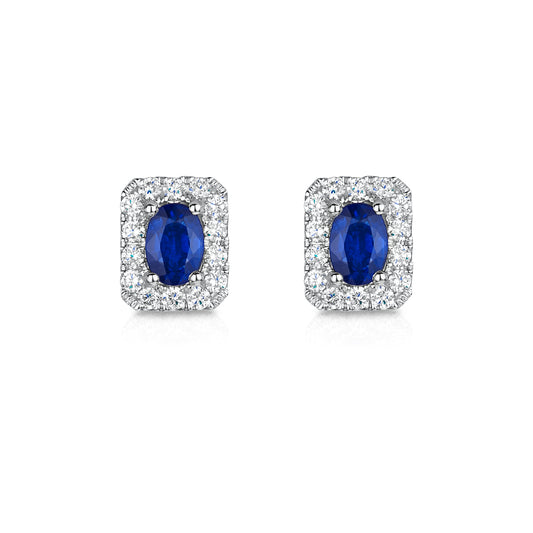 18ct White Gold Sapphire & Diamond Earrings simple Pursuit