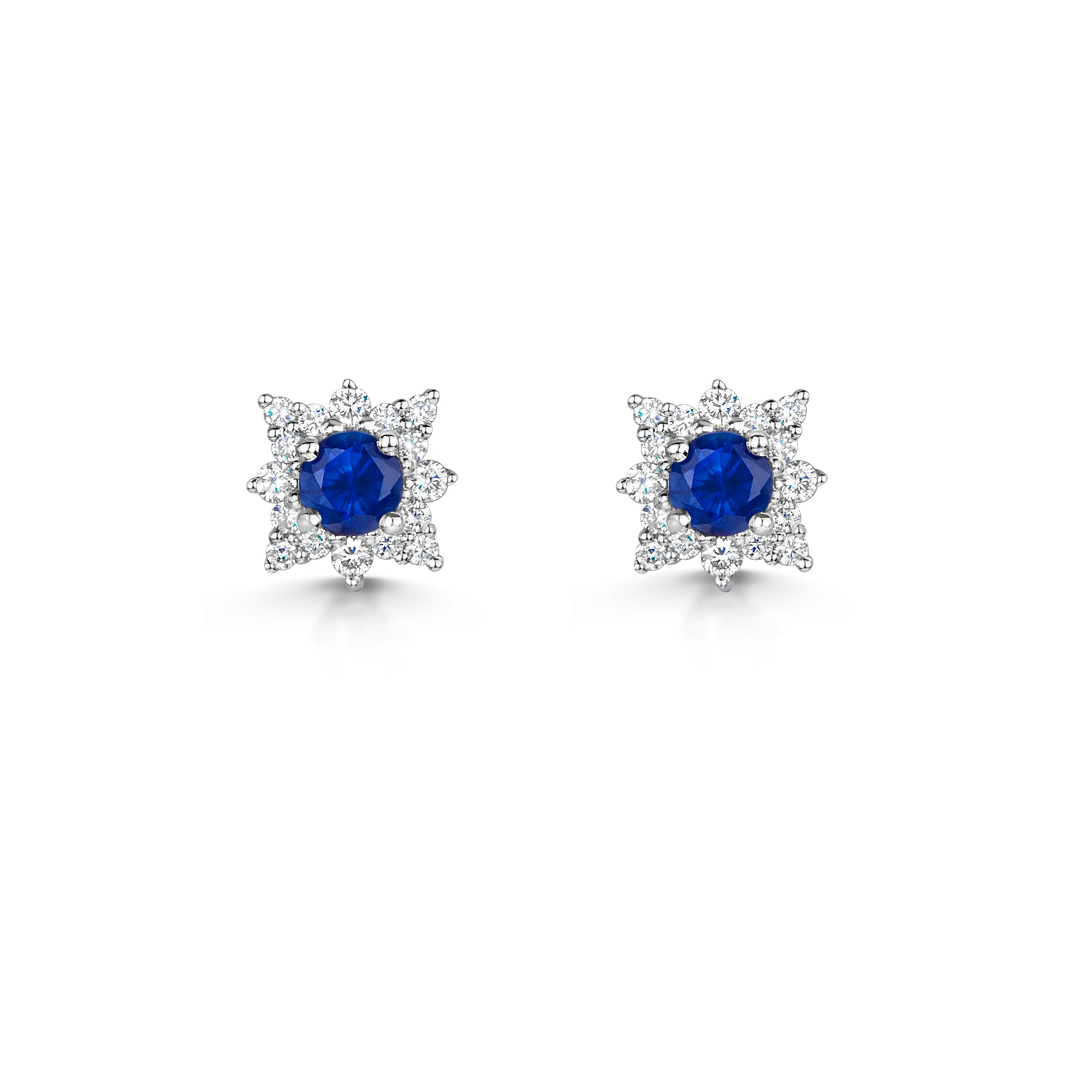 18ct White Gold Sapphire & Diamond Star Stud Earrings simple Pursuit
