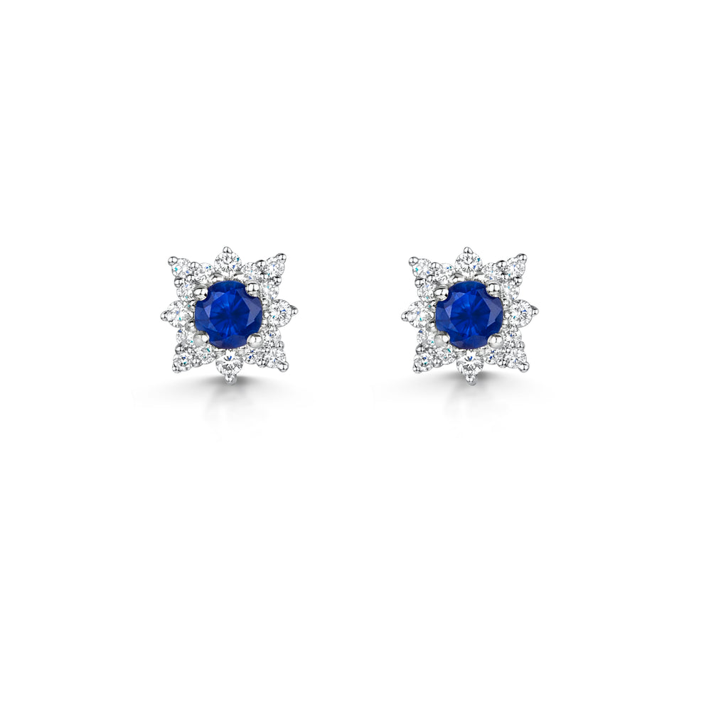 18ct White Gold Sapphire & Diamond Star Stud Earrings simple Pursuit
