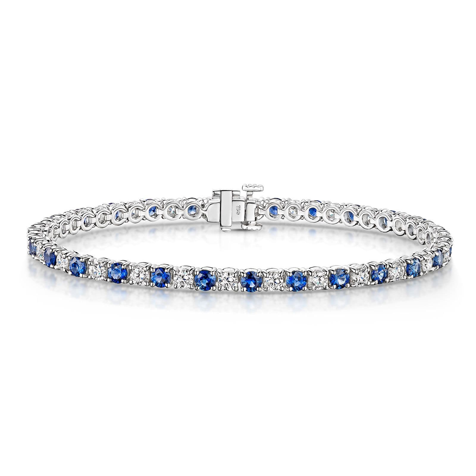 18ct White Gold Sapphire & Diamond Tennis Bracelet simple Pursuit