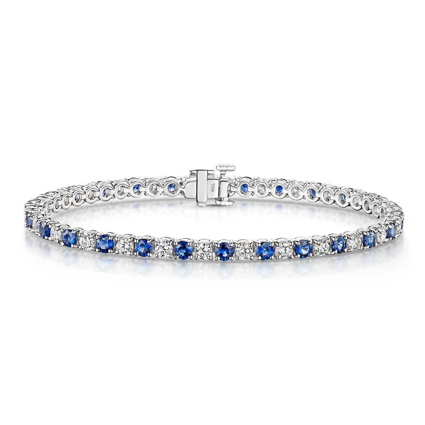 18ct White Gold Sapphire & Diamond Tennis Bracelet simple Pursuit