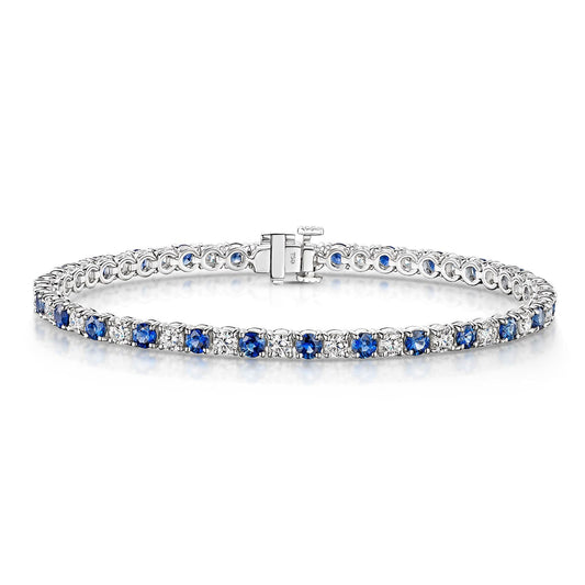 18ct White Gold Sapphire & Diamond Tennis Bracelet simple Pursuit
