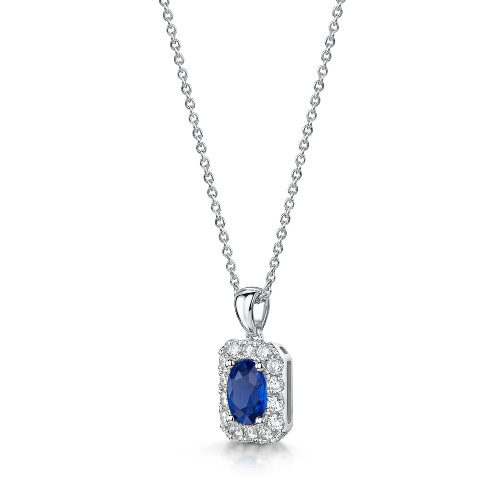 18ct White Gold Sapphire & Diamond Pendant simple Pursuit