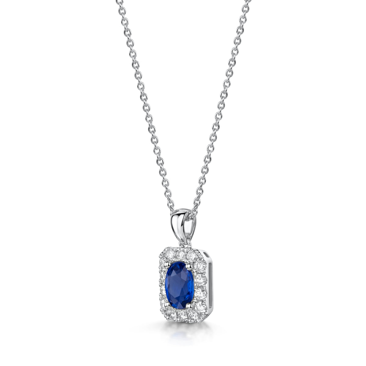 18ct White Gold Sapphire & Diamond Pendant simple Pursuit