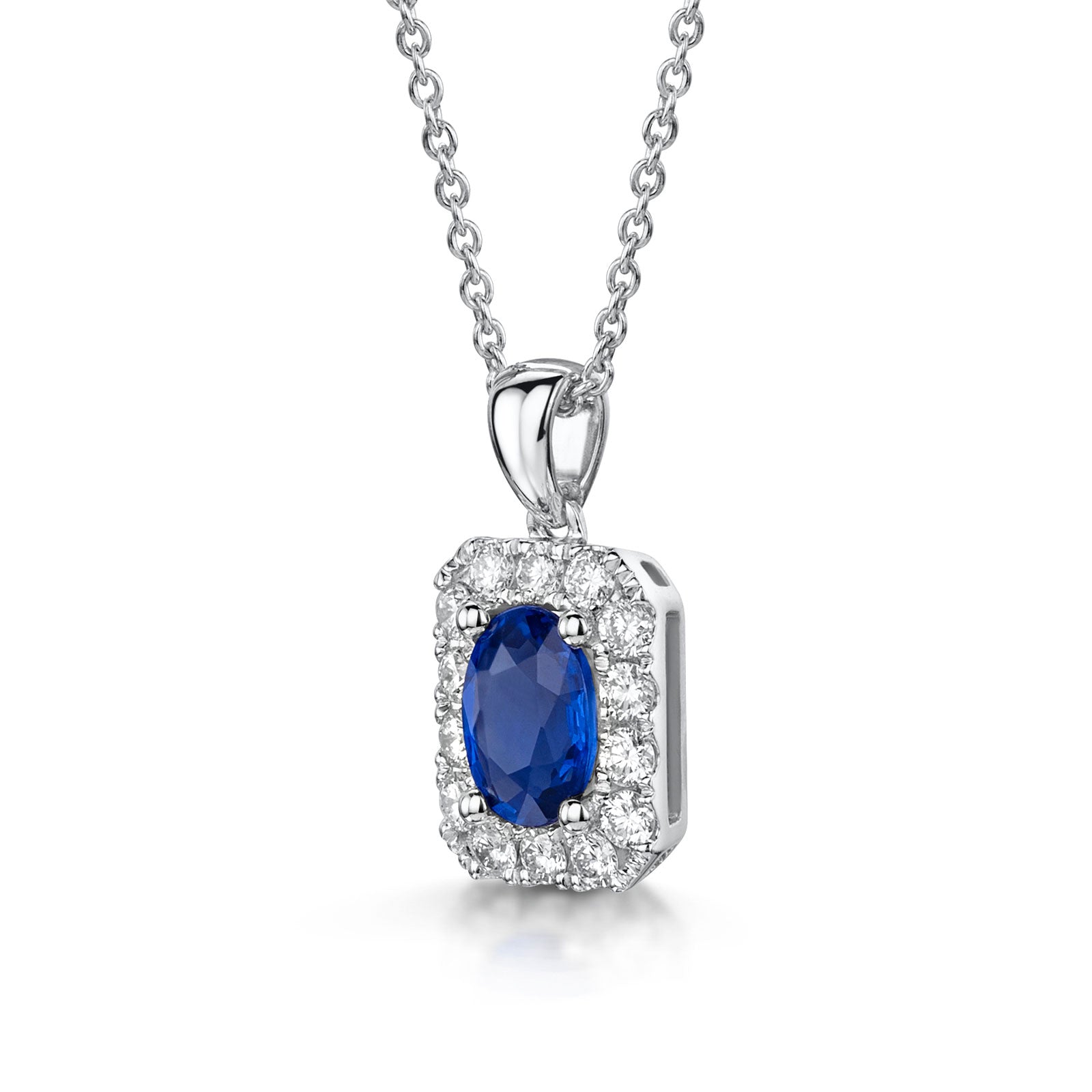 18ct White Gold Sapphire & Diamond Pendant simple Pursuit