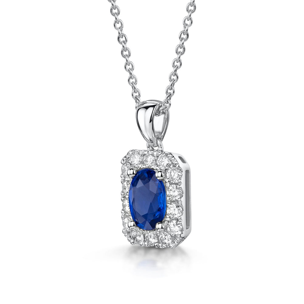 18ct White Gold Sapphire & Diamond Pendant simple Pursuit