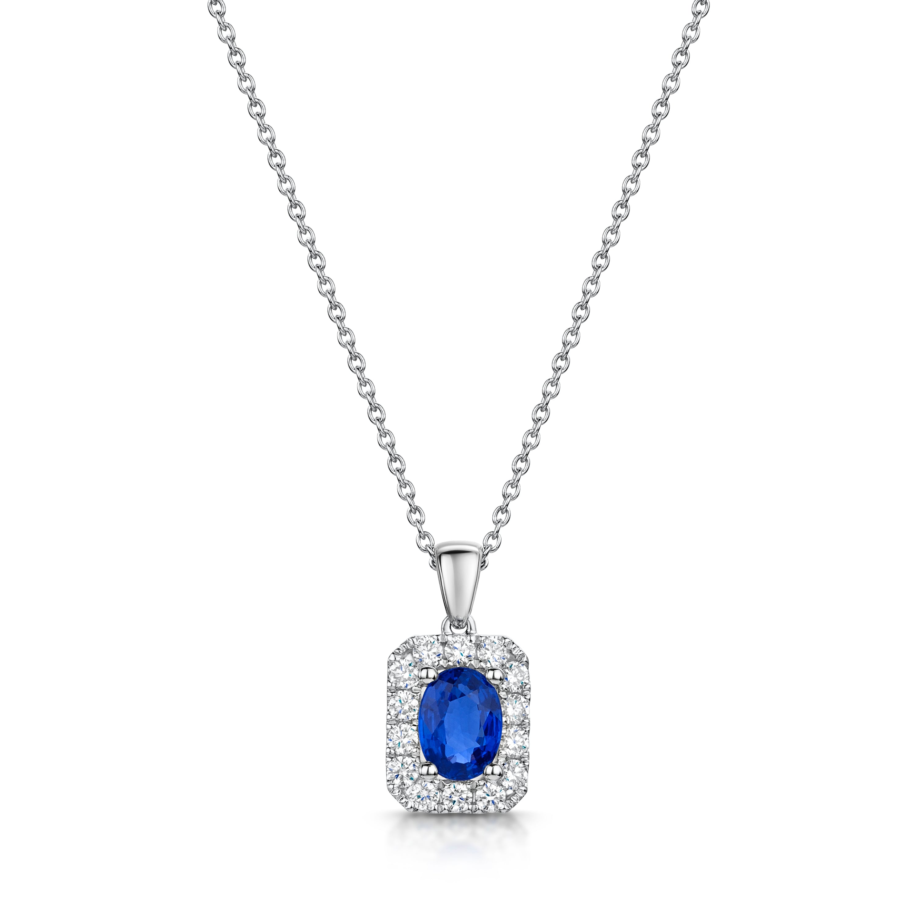 18ct White Gold Sapphire & Diamond Pendant simple Pursuit