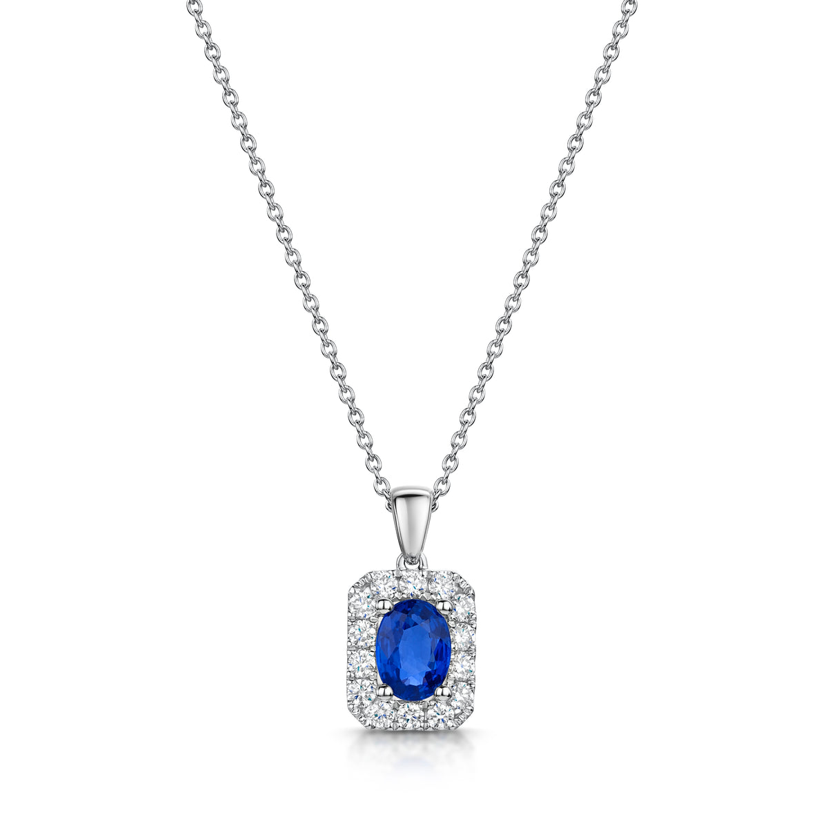 18ct White Gold Sapphire & Diamond Pendant simple Pursuit