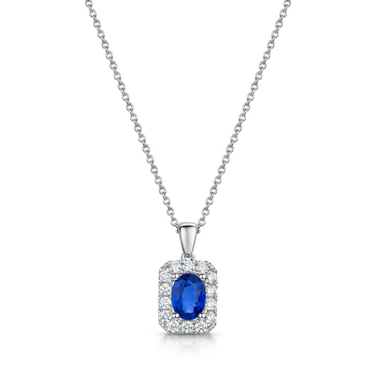 18ct White Gold Sapphire & Diamond Pendant simple Pursuit