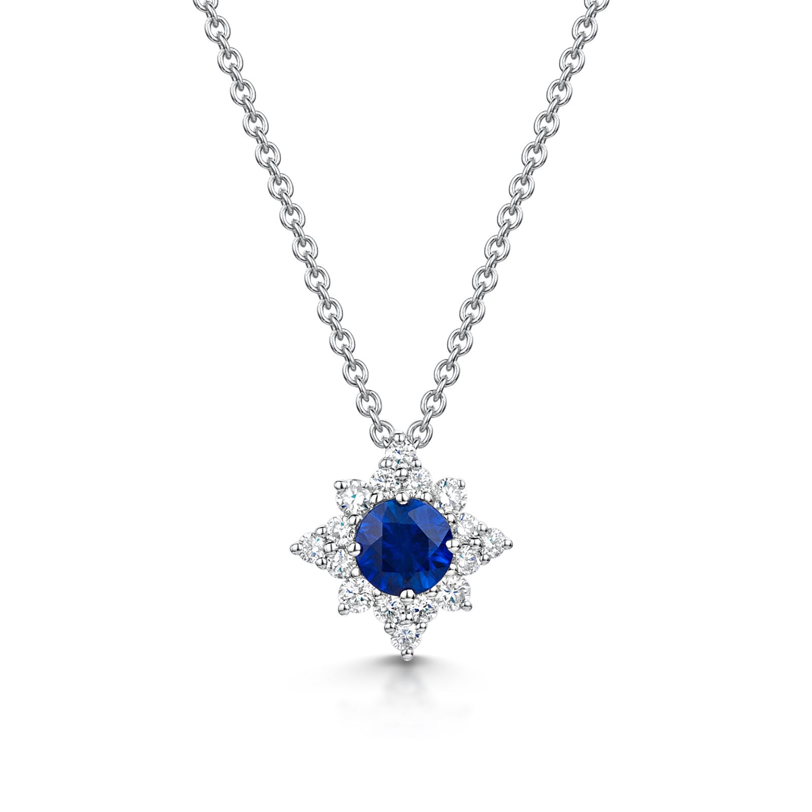 18ct White Gold Sapphire & Diamond Star Necklace simple Pursuit