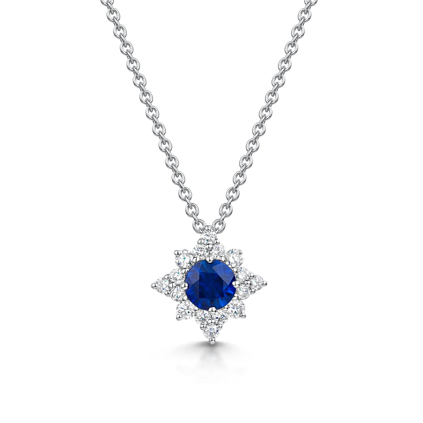 18ct White Gold Sapphire & Diamond Star Necklace simple Pursuit