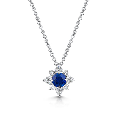 18ct White Gold Sapphire & Diamond Star Necklace simple Pursuit