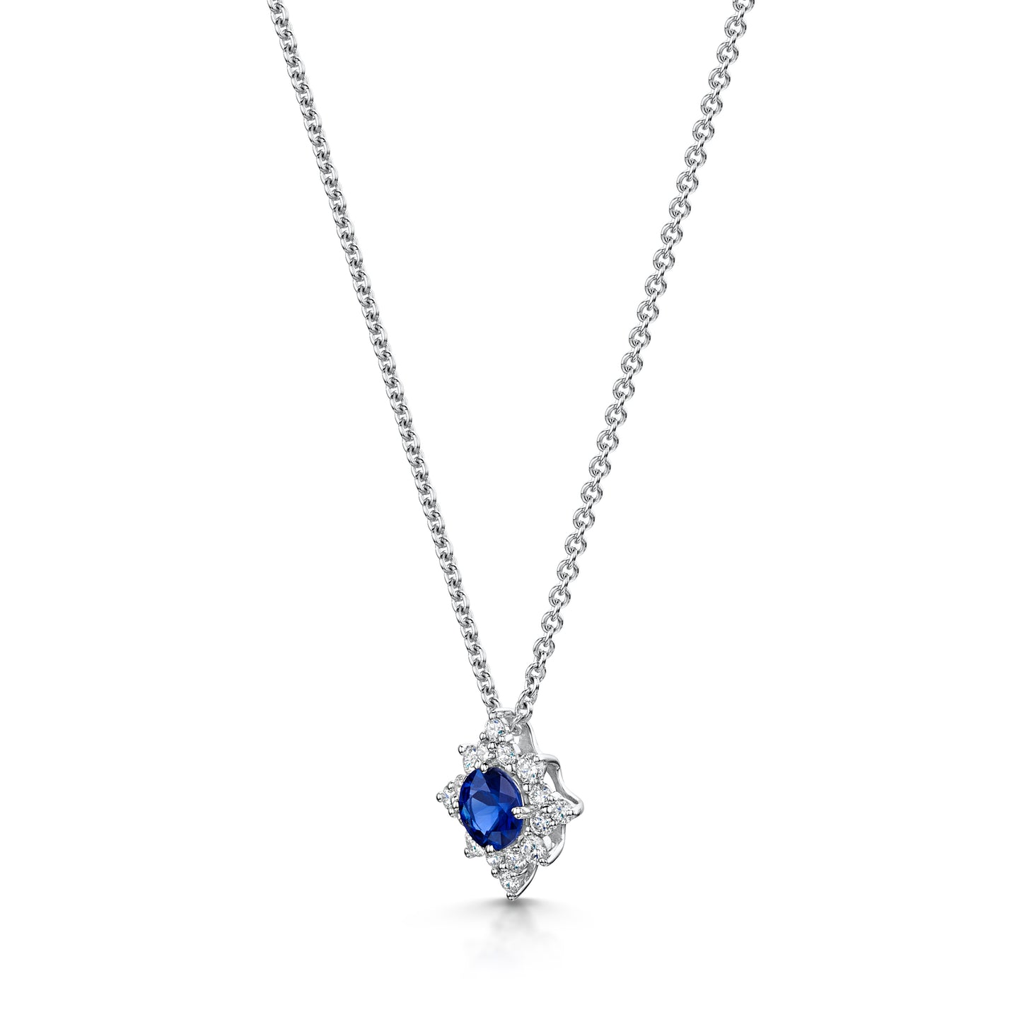 18ct White Gold Sapphire & Diamond Star Necklace simple Pursuit
