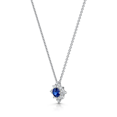 18ct White Gold Sapphire & Diamond Star Necklace simple Pursuit