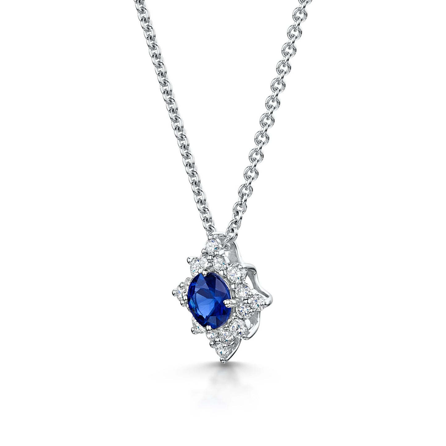 18ct White Gold Sapphire & Diamond Star Necklace simple Pursuit