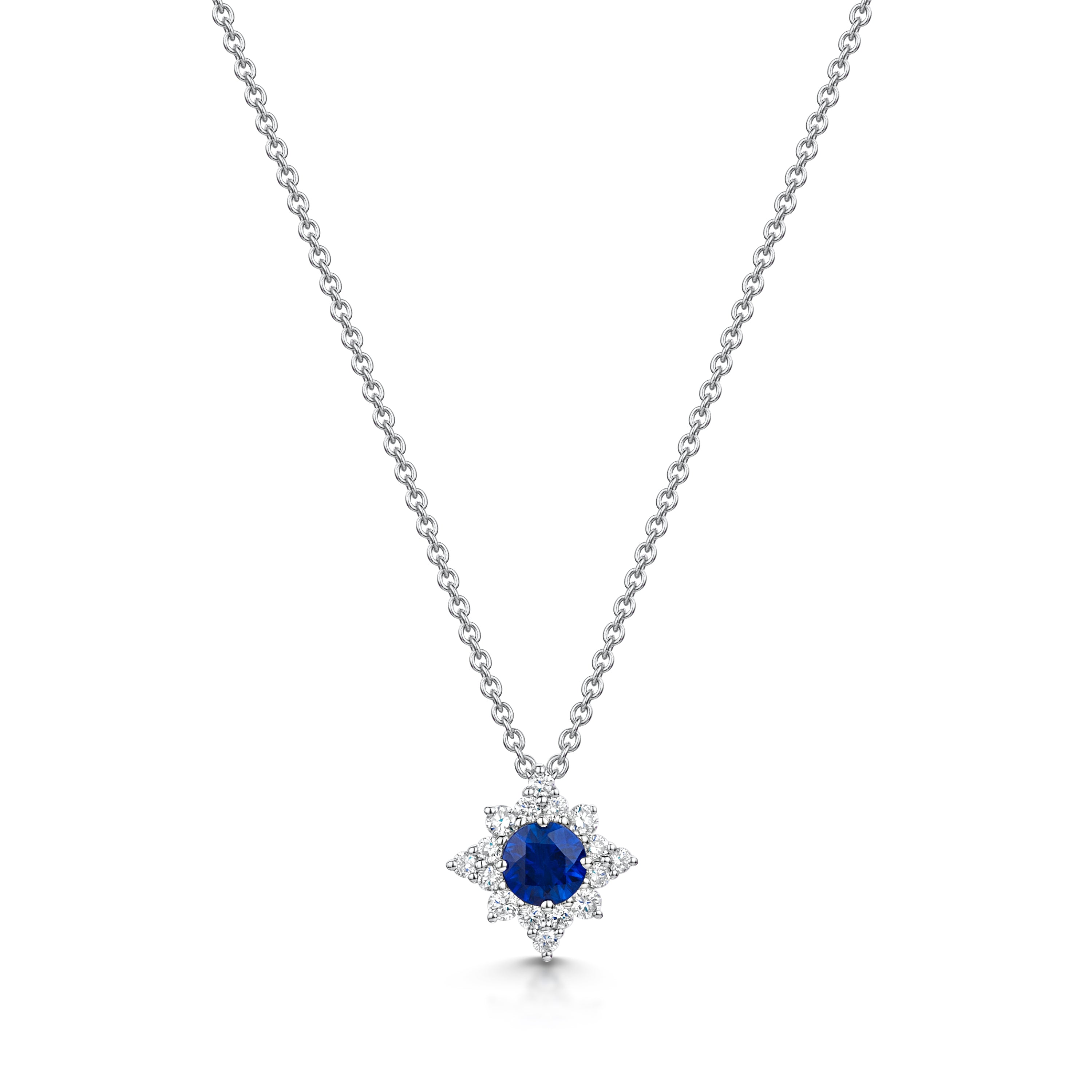 18ct White Gold Sapphire & Diamond Star Necklace simple Pursuit