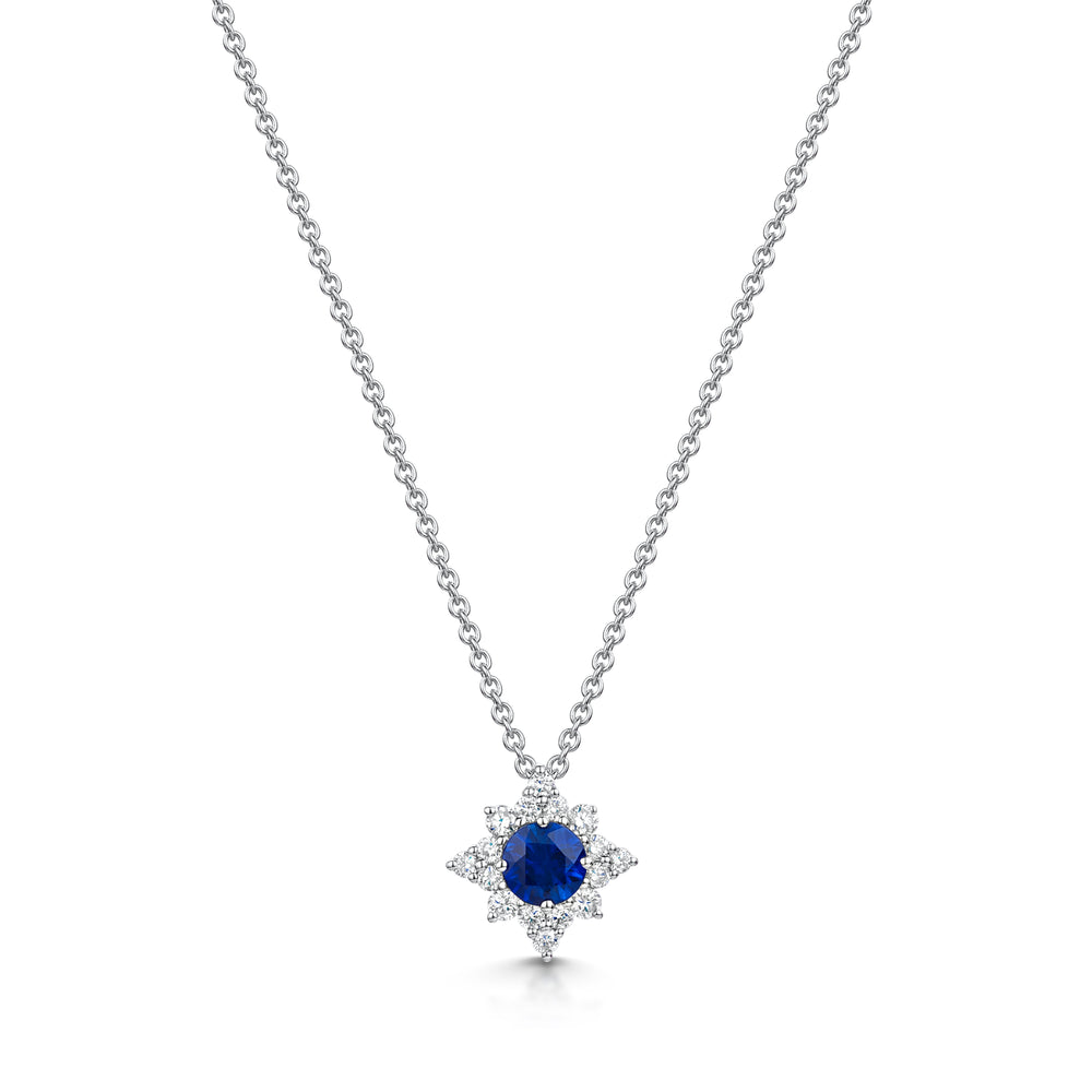 18ct White Gold Sapphire & Diamond Star Necklace simple Pursuit