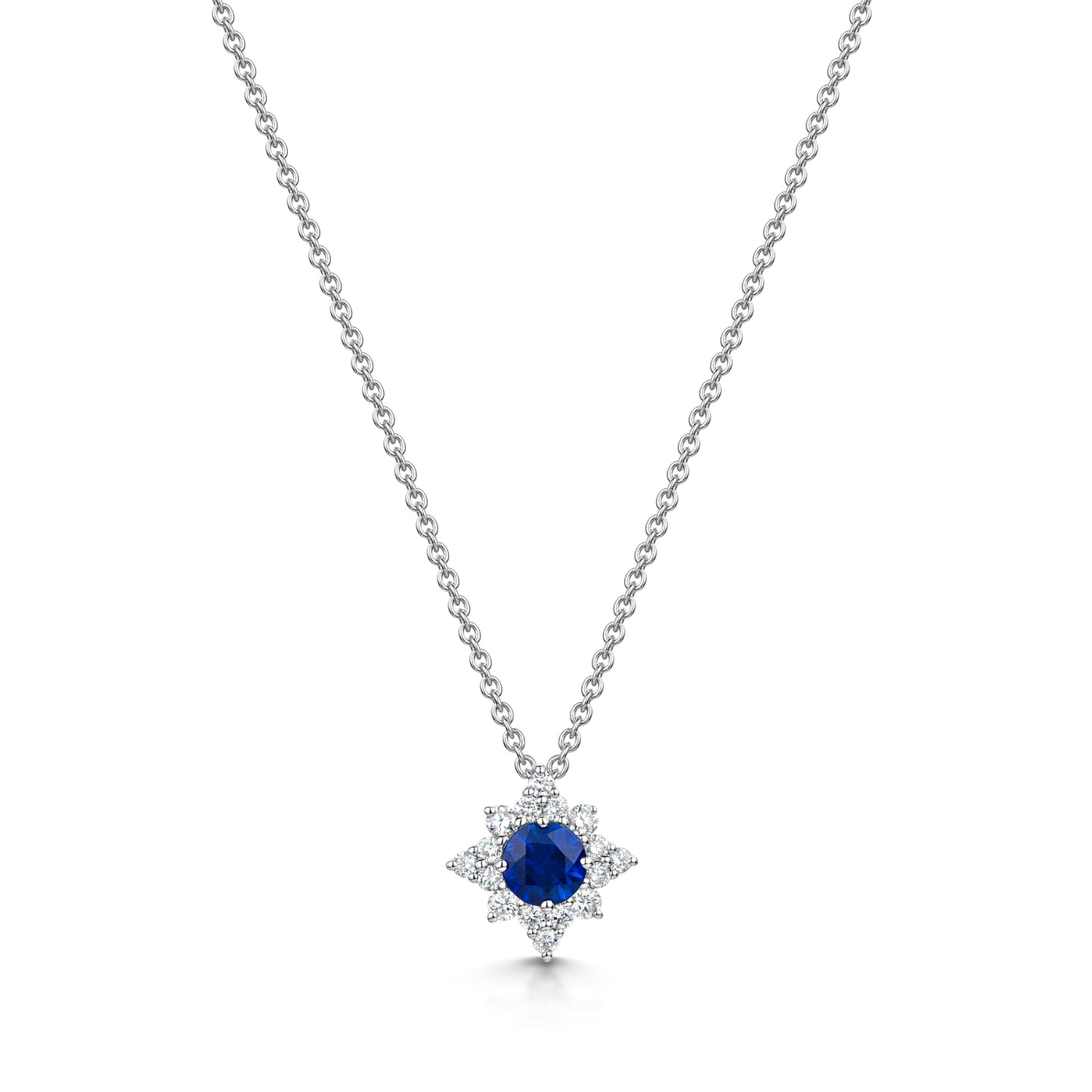 18ct White Gold Sapphire & Diamond Star Necklace simple Pursuit