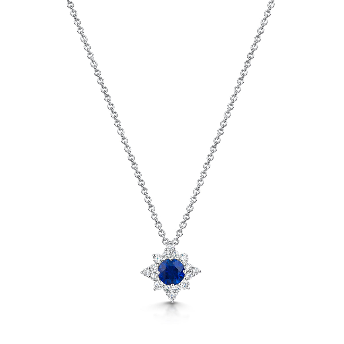 18ct White Gold Sapphire & Diamond Star Necklace simple Pursuit
