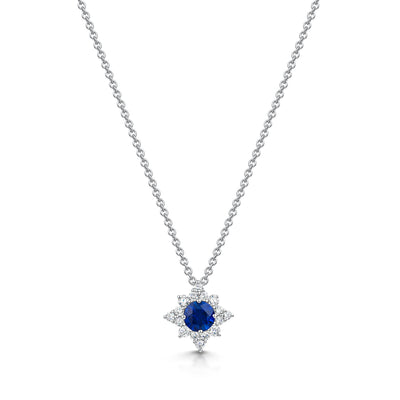 18ct White Gold Sapphire & Diamond Star Necklace simple Pursuit